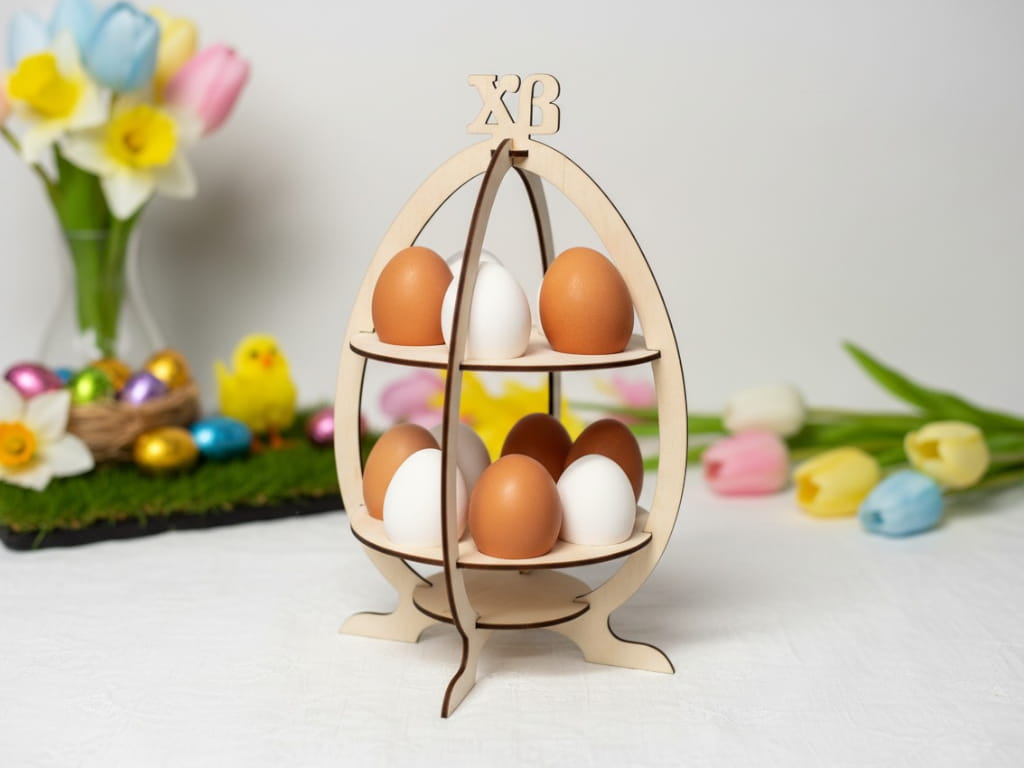 Laser Cut 2 Tier Easter Egg Holder Display Stand
