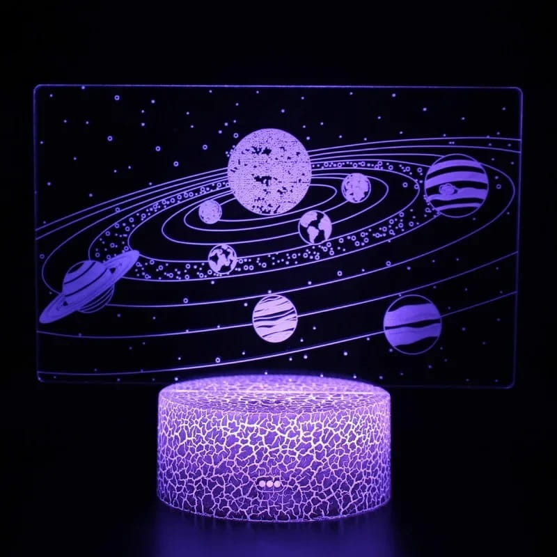 Laser Cut Acrylic Engraving Solar System 3D Optical Illusion Lamp