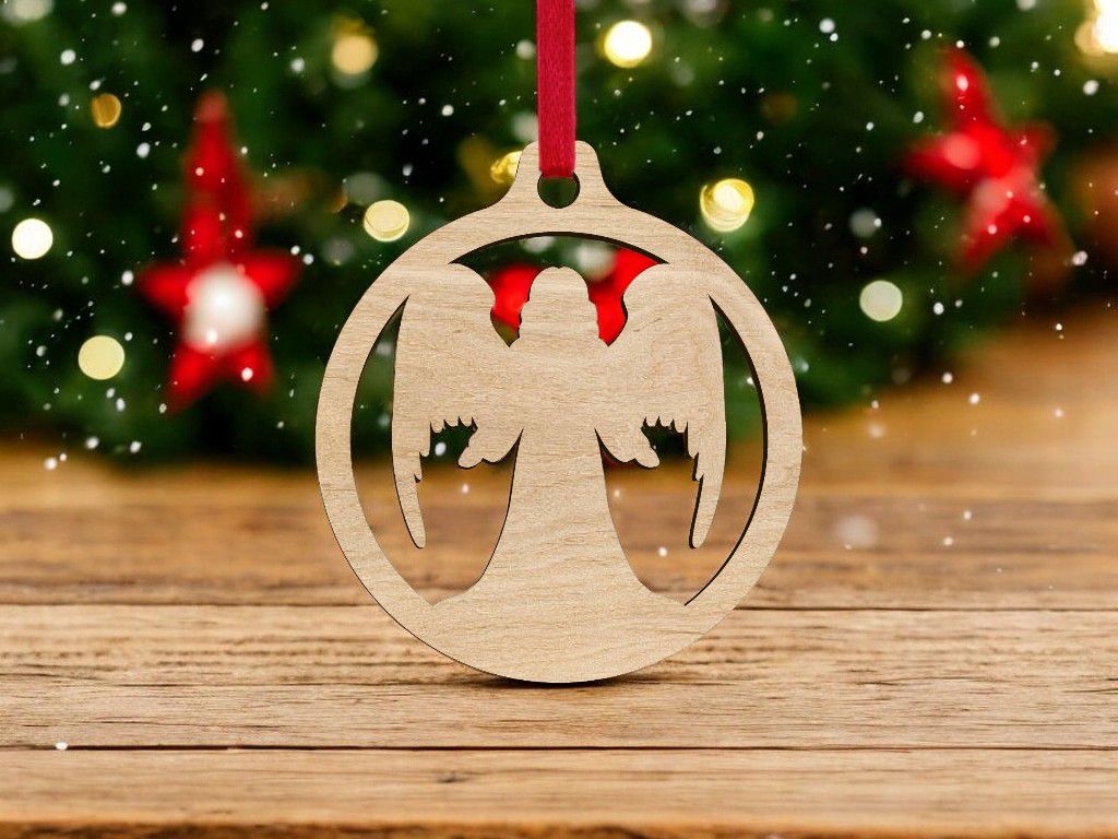 Laser Cut Angel Christmas Tree Decoration Ball Vector