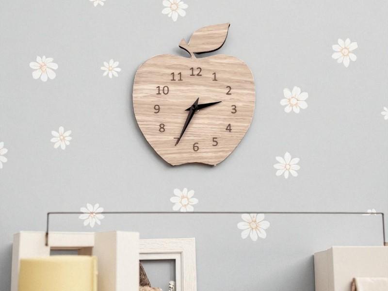 Laser Cut Apple Shape Wall Clock