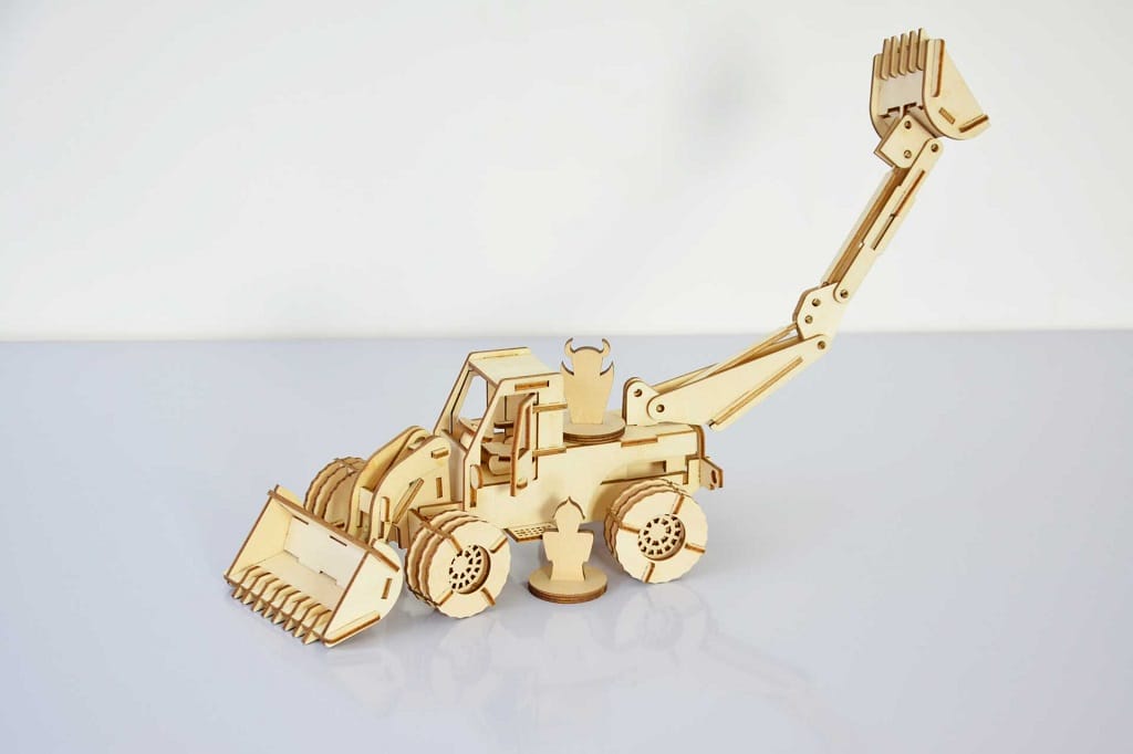 Laser Cut Backhoe Loader 3d Wood Model Puzzle Kit Free Vector File