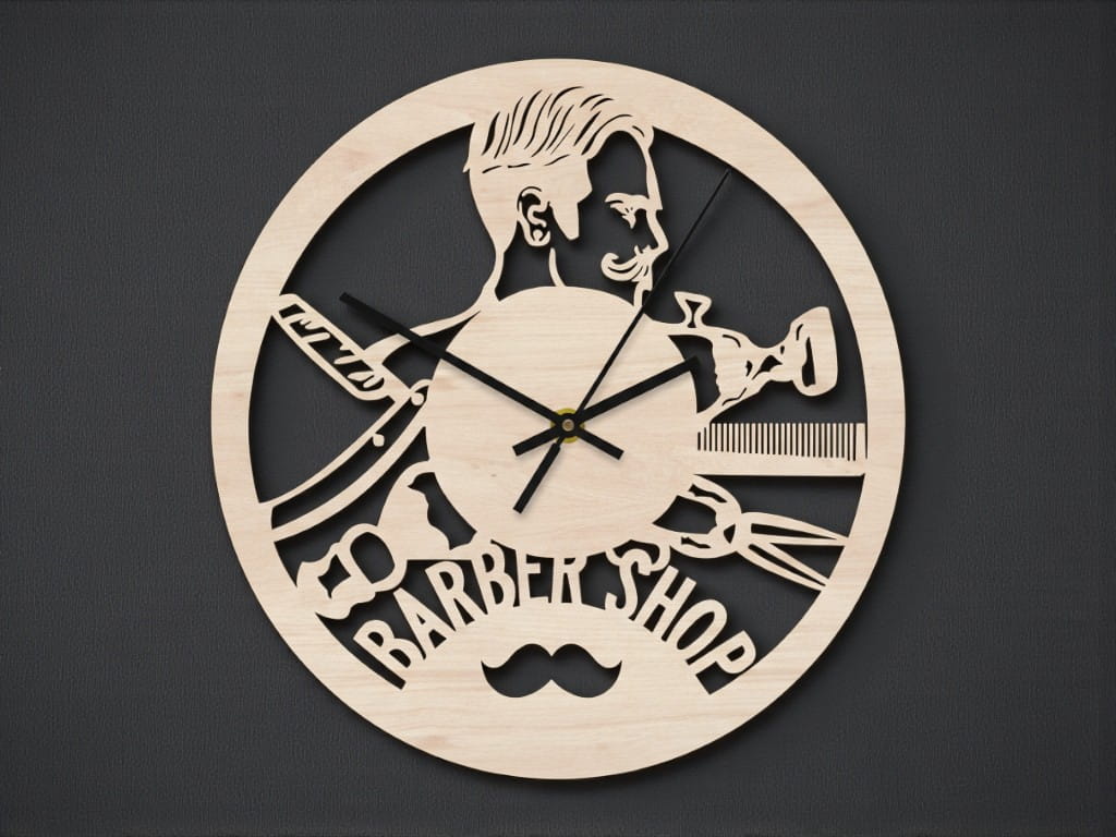 Laser Cut Barber Shop Decor Clock
