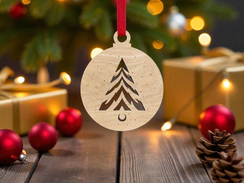 Laser Cut Bauble Tree Ornament Free Download SVG File