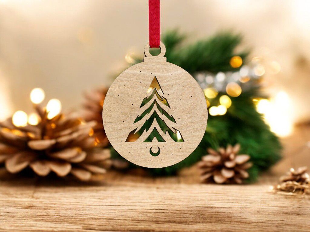 Laser Cut Bauble Tree Ornament Vector