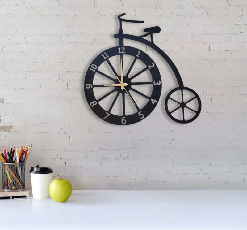 Laser Cut Bicycle Wall Clock SVG File