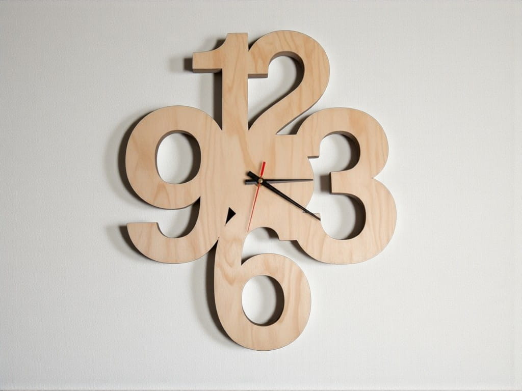 Laser Cut Big Number Wall Clock