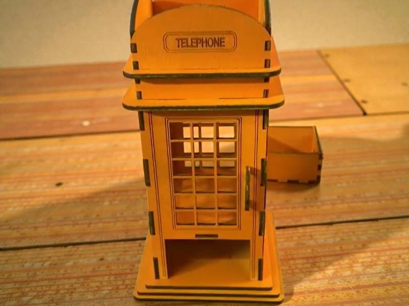 Laser Cut British Phone Booth Desk Pencil Holder 3mm Free Download