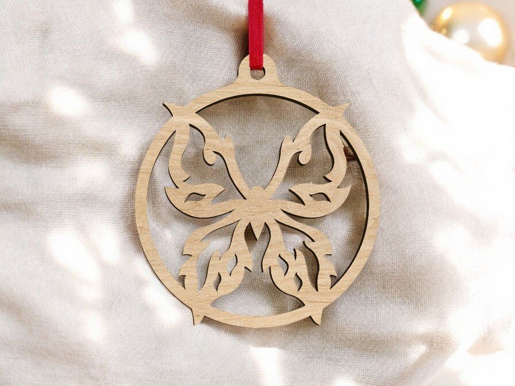 Laser Cut Butterfly Christmas Bauble Vector