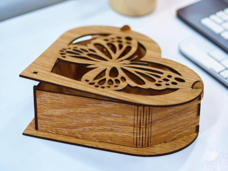 Laser Cut Butterfly Heart Shaped Wooden Box 3mm Free Download