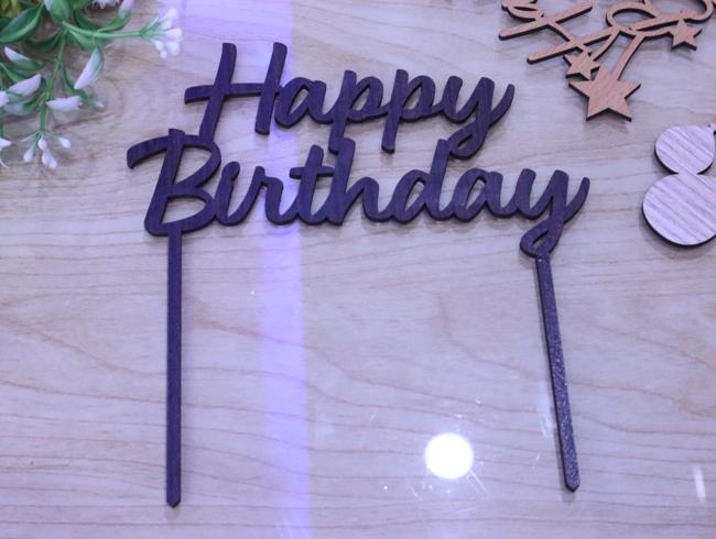 Laser Cut Cake Topper Happy Birthday Wooden Free Vector File