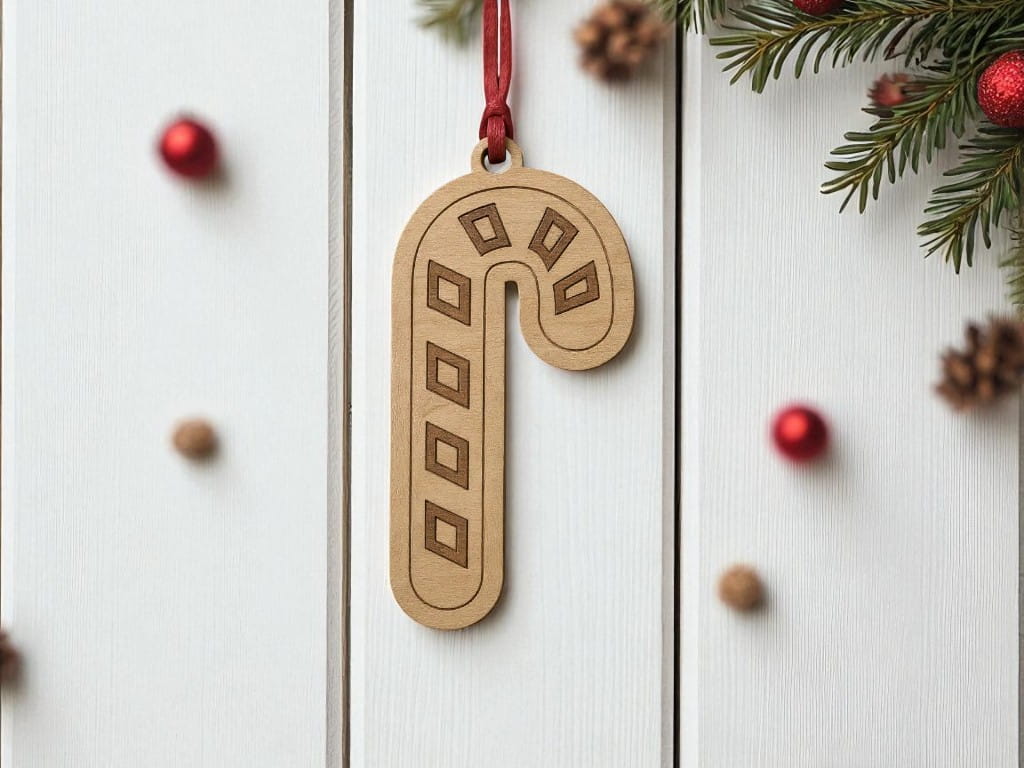 Laser Cut Candy Cane Christmas Tree Bauble