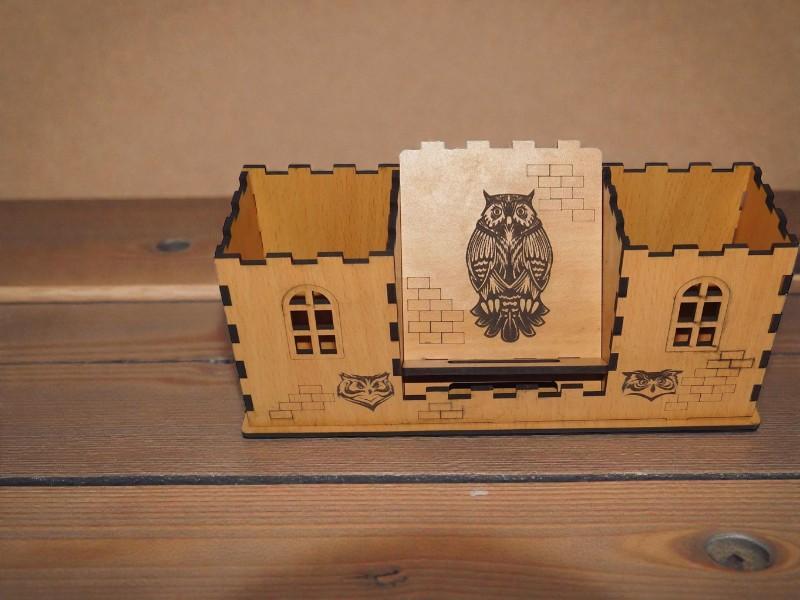 Laser Cut Castle Desk Pen Holder With Phone Stand 3.75mm Free Download
