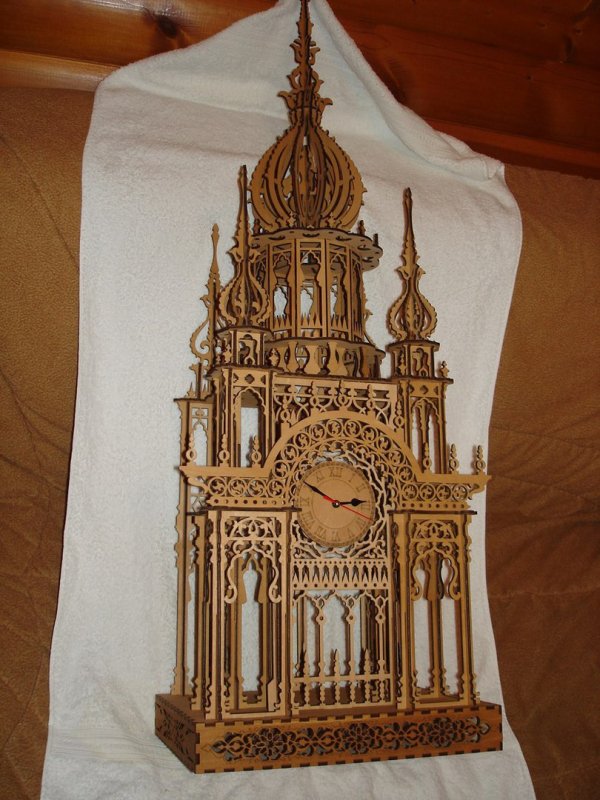 Laser Cut Cathedral Elegance Wooden Clock CDR File
