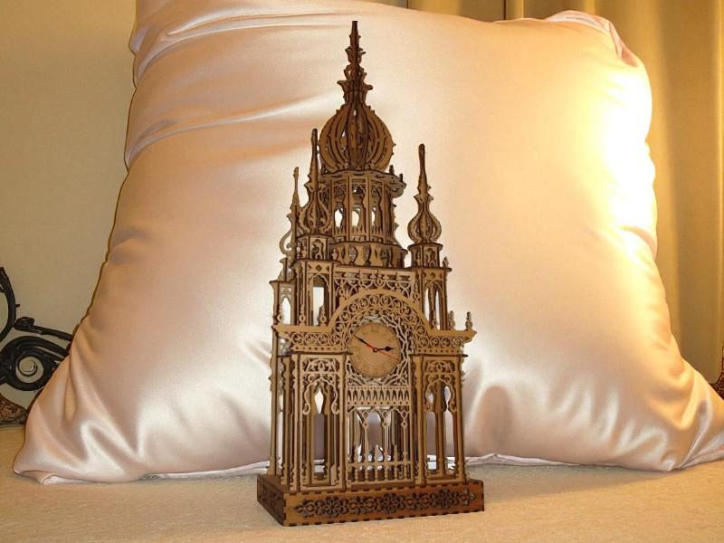 Laser Cut Cathedral Elegance Wooden Clock