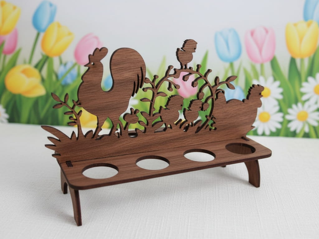 Laser Cut Chicken Easter Egg Holder Tabletop Decor