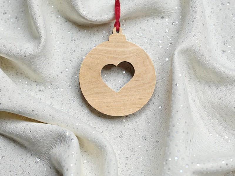 Laser Cut Christmas Bauble with Heart Free Download