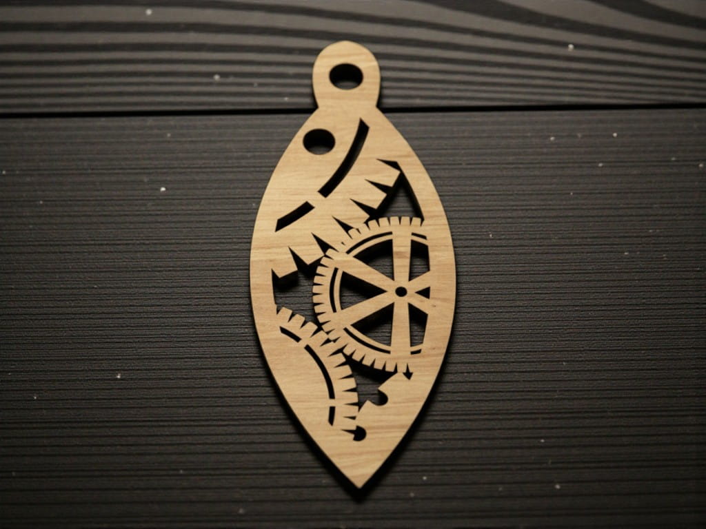 Laser Cut Christmas Bulb Ornament with Gears Design