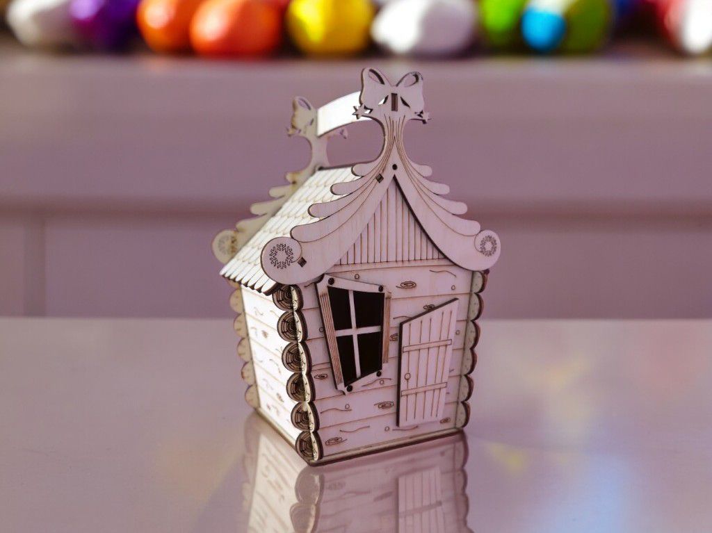 Laser Cut Christmas House Candy Box Vector