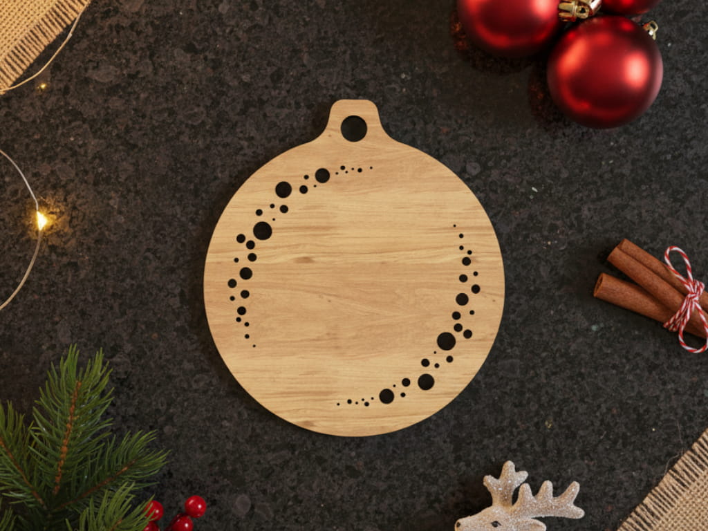 Laser Cut Christmas Ornament with Dotted Cutout Pattern