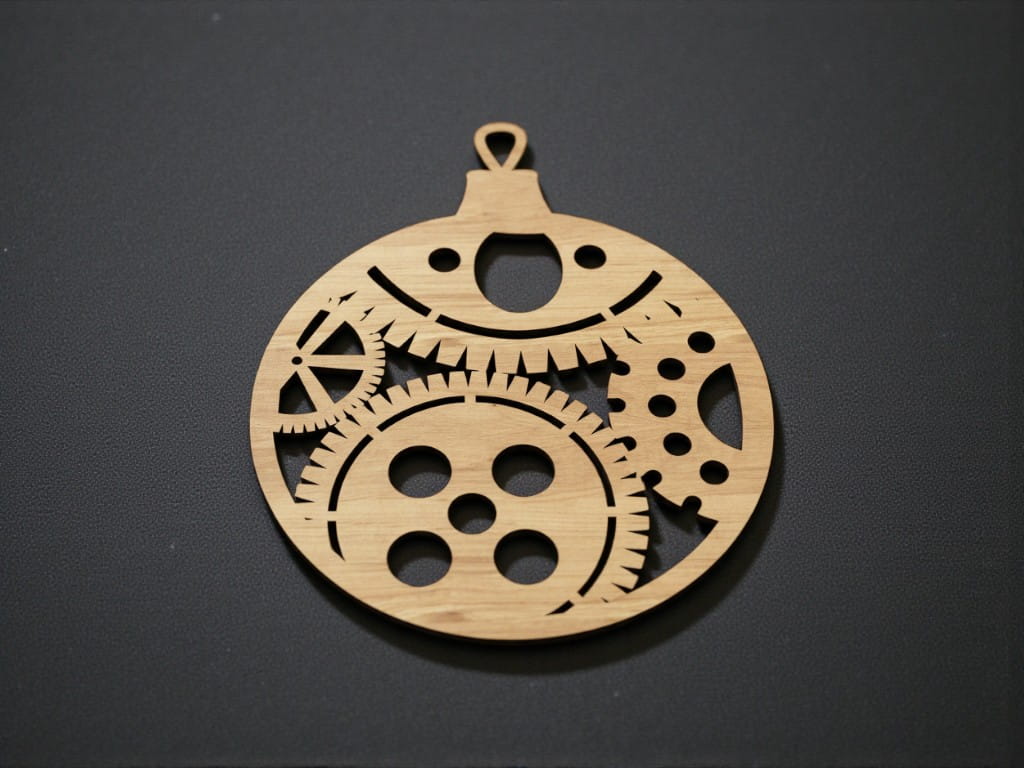 Laser Cut Christmas Ornament with Steampunk Gear Design