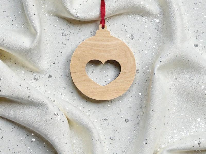 Laser Cut Christmas Tree Ball with Heart Free Download