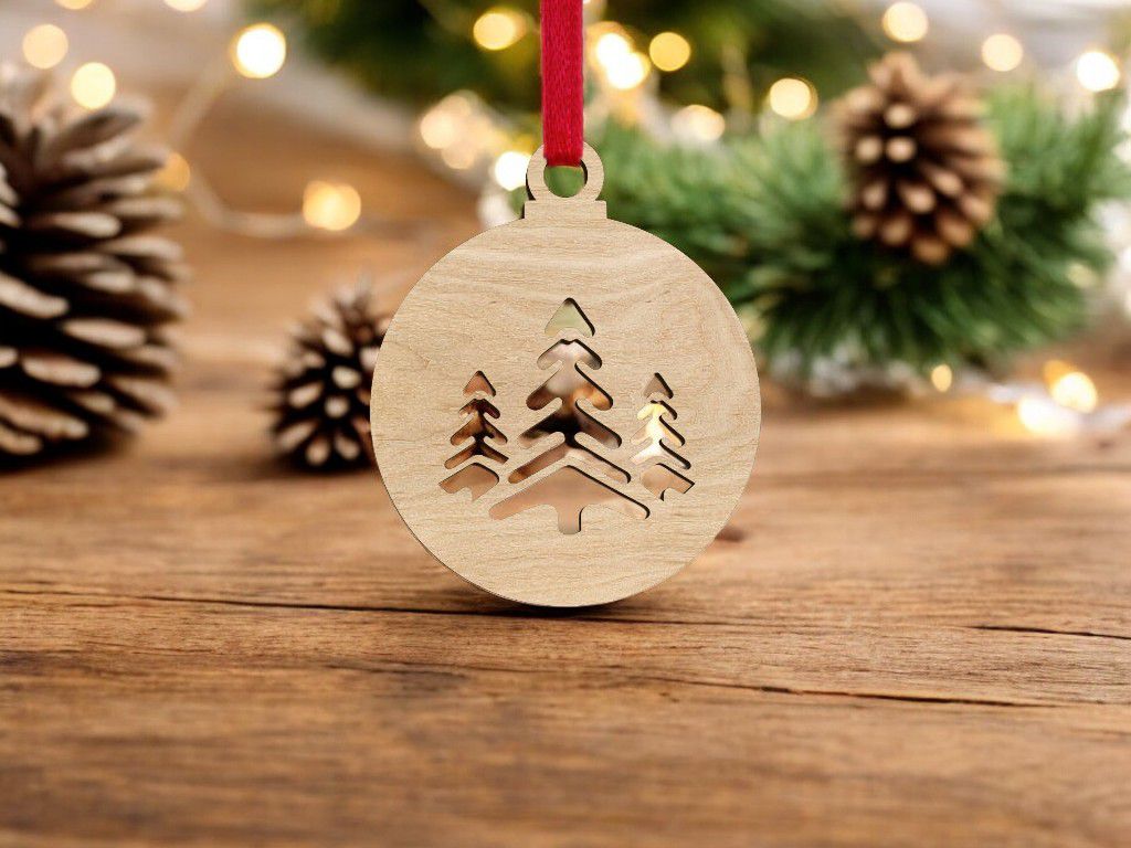 Laser Cut Christmas Tree Bauble Decoration Vector