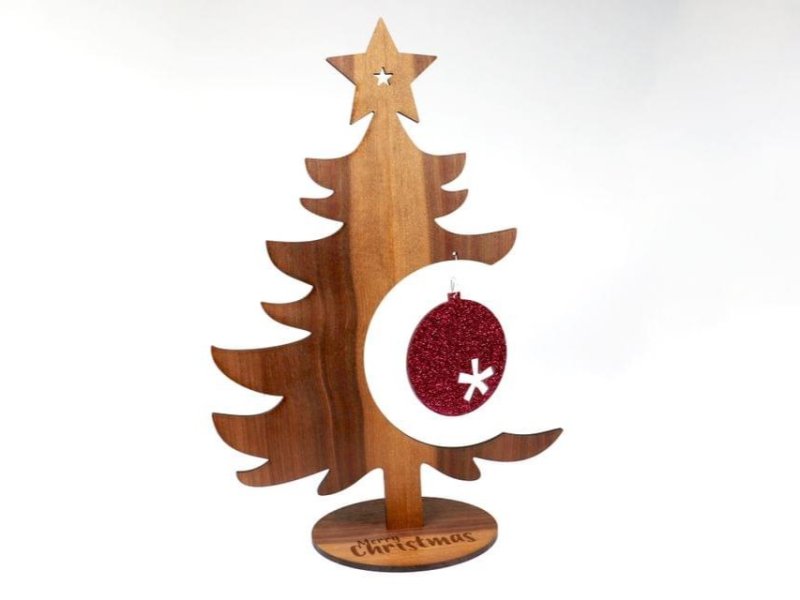 Laser Cut Christmas Tree With Acrylic Ornament Cdr File Free Vector File