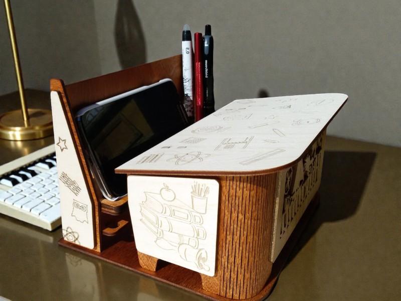 Laser Cut Classroom Furniture Shaped Organizer Phone Stand Pencil Holder 3mm