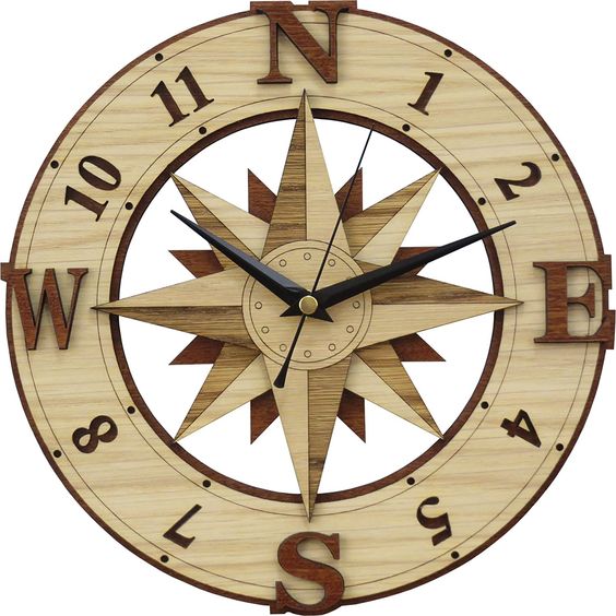 Laser Cut Compass Wall Clock Cdr File Free Vector File