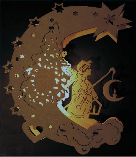 Laser Cut Crescent Moon Christmas Tree Night Light Lamp