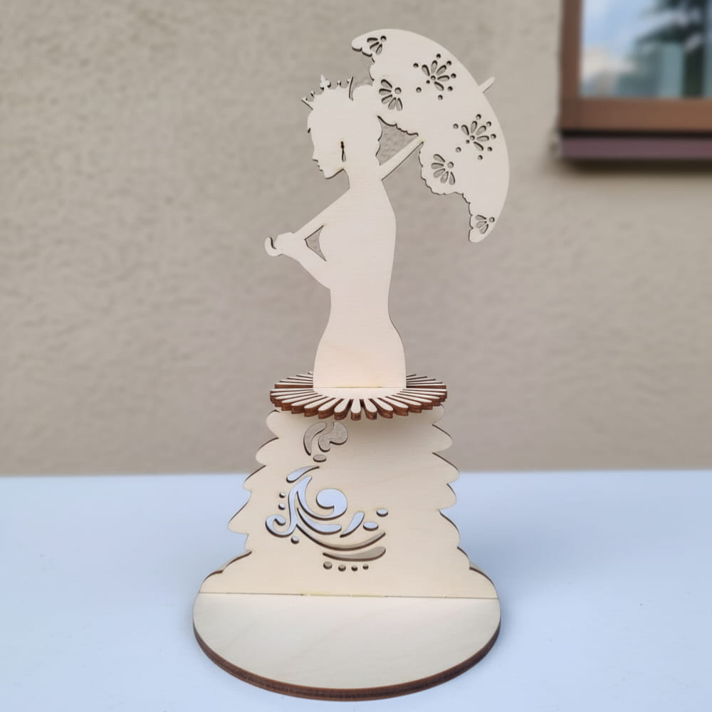 Laser Cut Crown Lady with Umbrella Napkin Holder  Elegant Table Decor