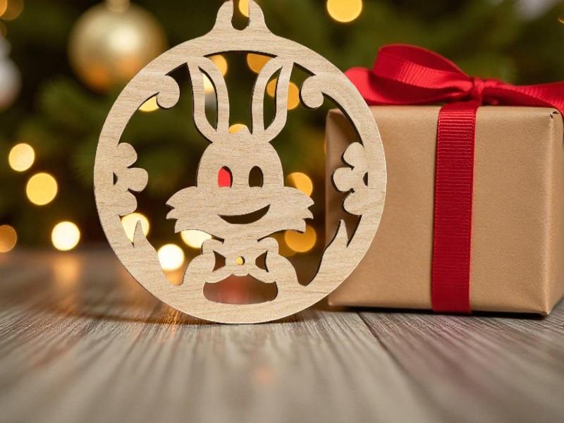 Laser Cut Cute Bunny Christmas Ball Ornament Free Download