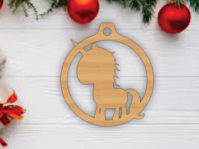 Laser Cut Cute Unicorn Christmas Bauble Free Download