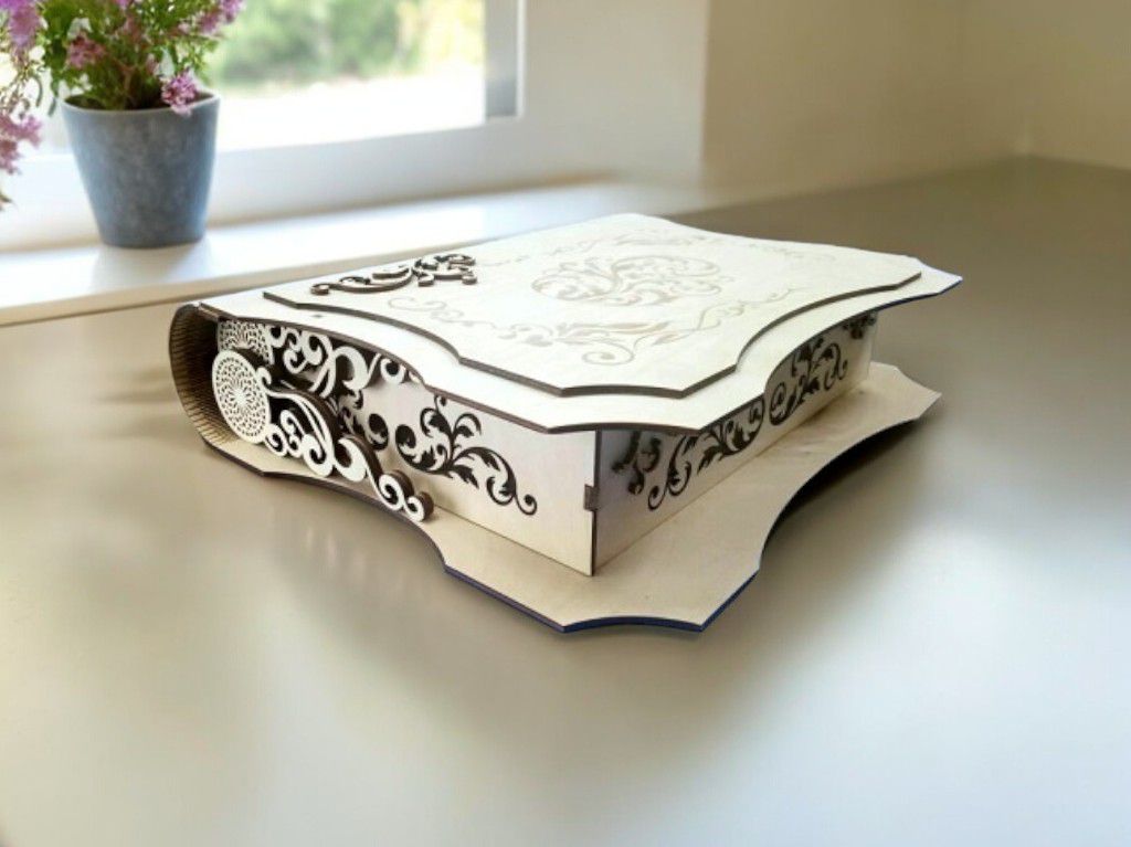Laser Cut Decorative Book Gift Box Vector