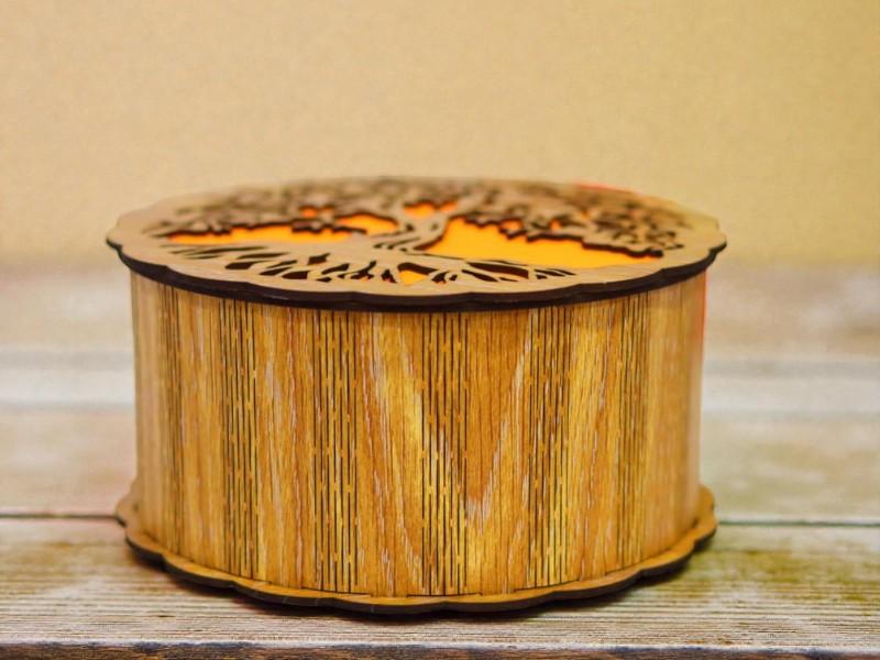 Laser Cut Decorative Round Wooden Box 3mm Free Download