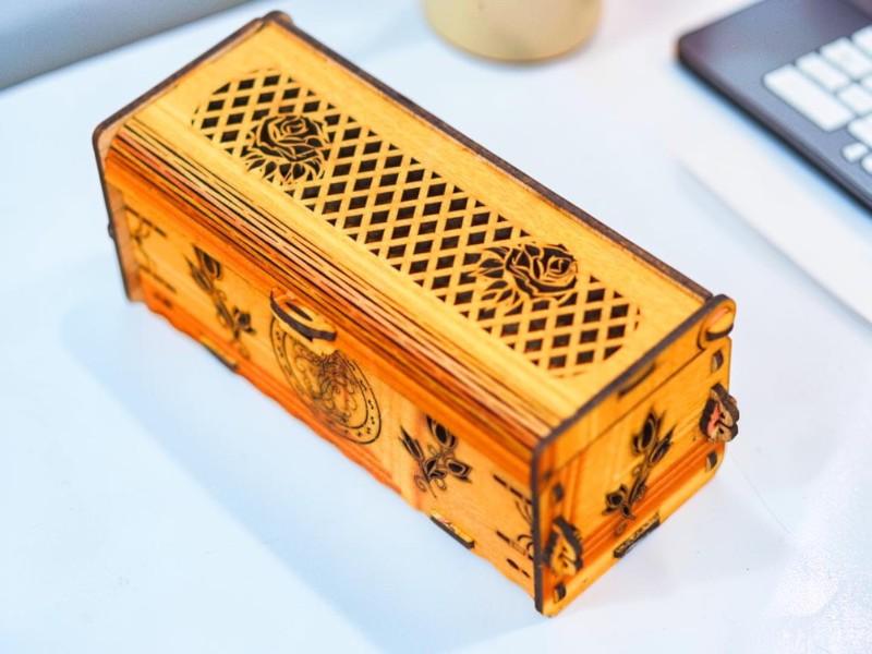 Laser Cut Decorative Wood Gift Box With Lid 3mm Free Download