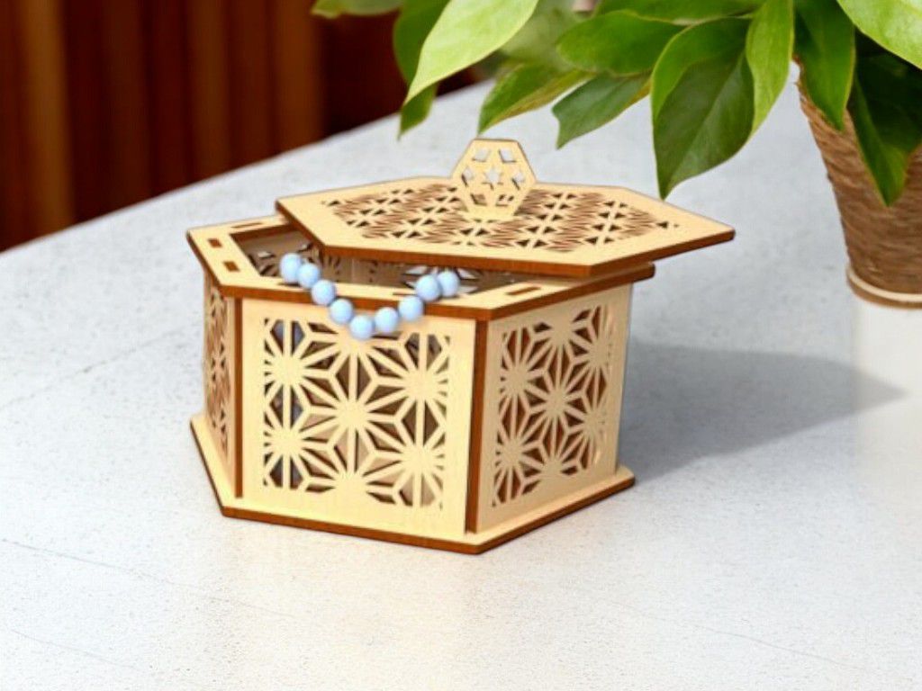 Laser Cut Decorative Wooden Jewelry Box Vector