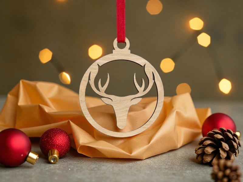 Laser Cut Deer Head Antlers Bauble Free Download