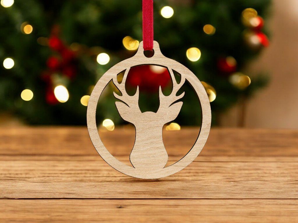 Laser Cut Deer Head Bauble Vector