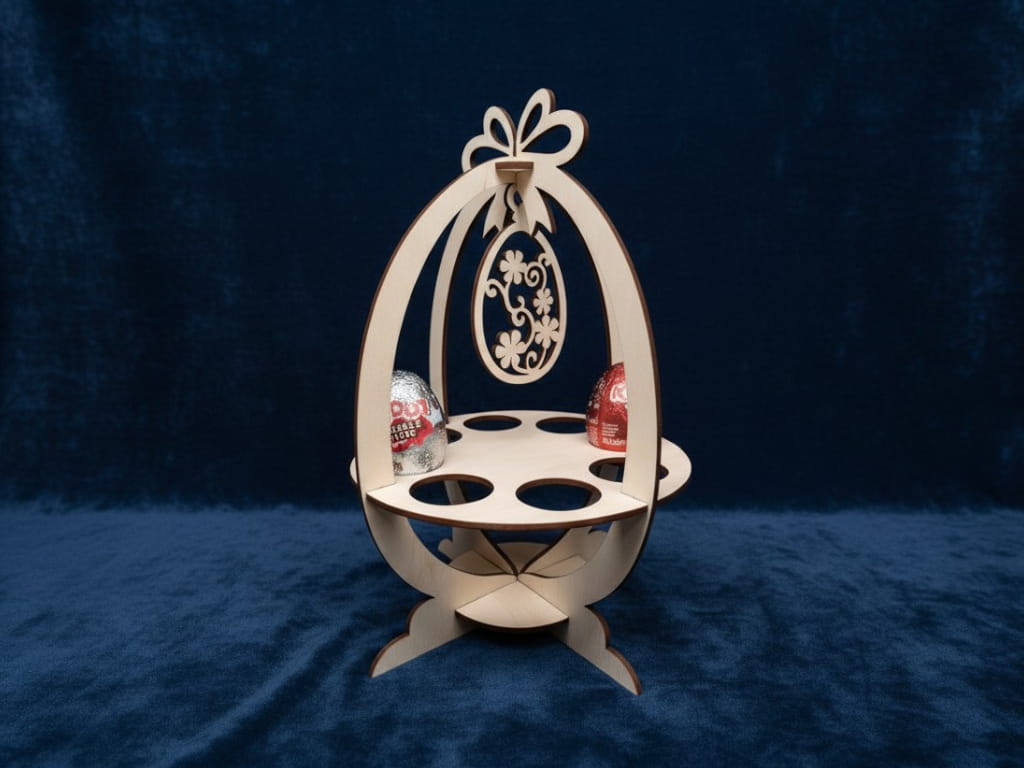 Laser Cut Easter Egg Display Stand with Hanging Pendant
