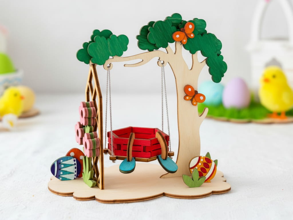 Laser Cut Easter Egg Swing Tabletop Decoration