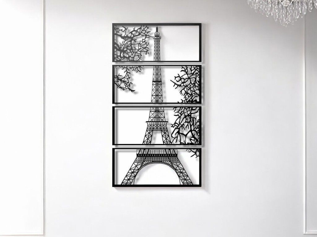 Laser Cut Eiffel Tower 3D Wall Art Decor Vector