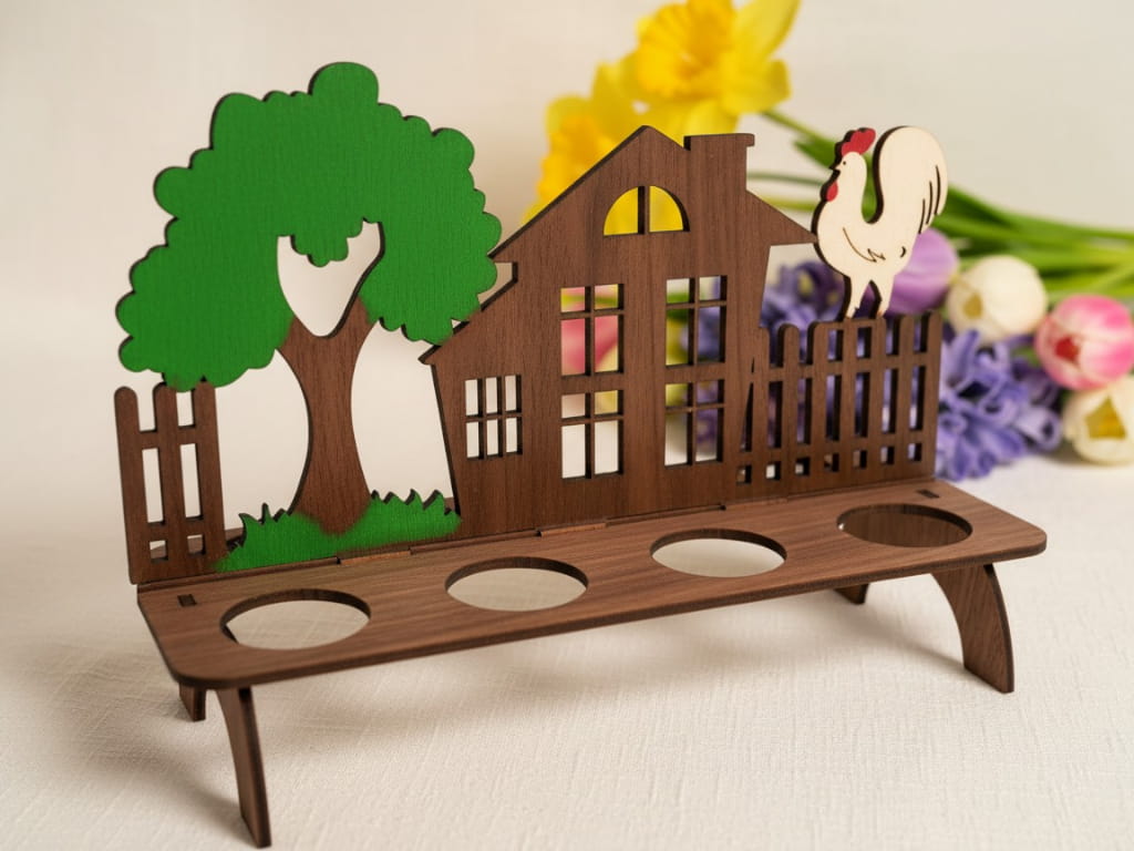 Laser Cut Farmhouse Easter Egg Holder Tabletop Decor Stand
