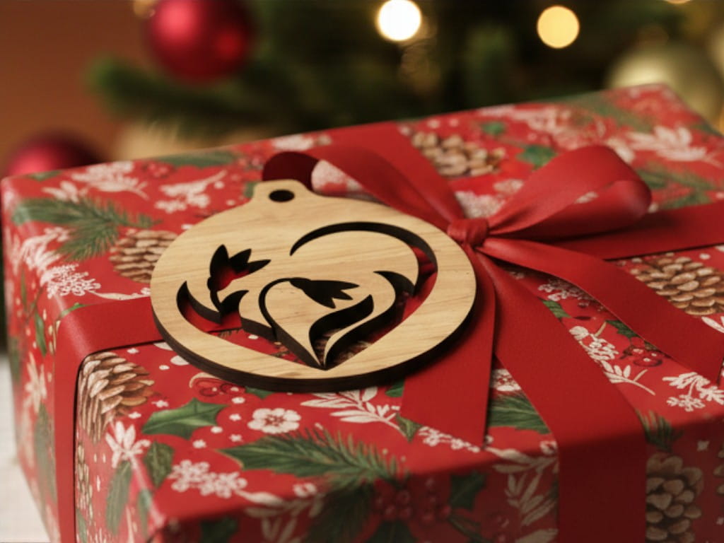 Laser Cut Floral Design Christmas Ornament