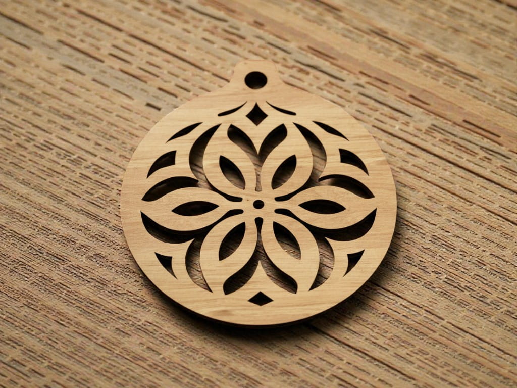 Laser Cut Floral Pattern Christmas Bauble