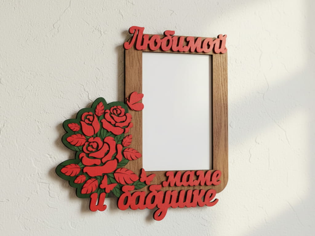Laser Cut Floral Wooden Photo Frame  Gift for Mom and Grandma