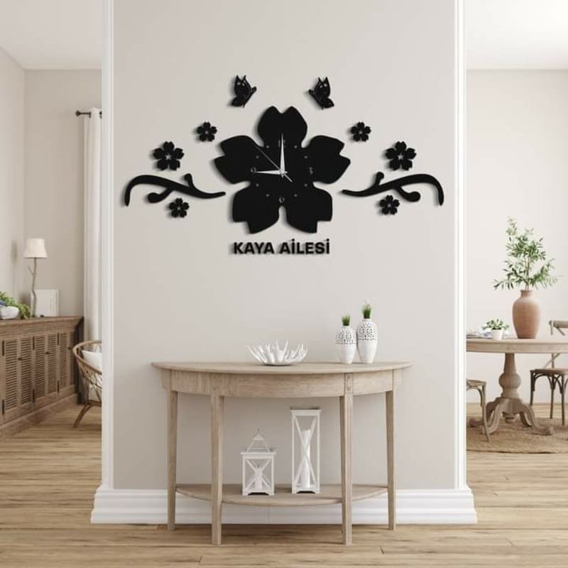 Laser Cut Flower and Butterfly Acrylic Wall Clock