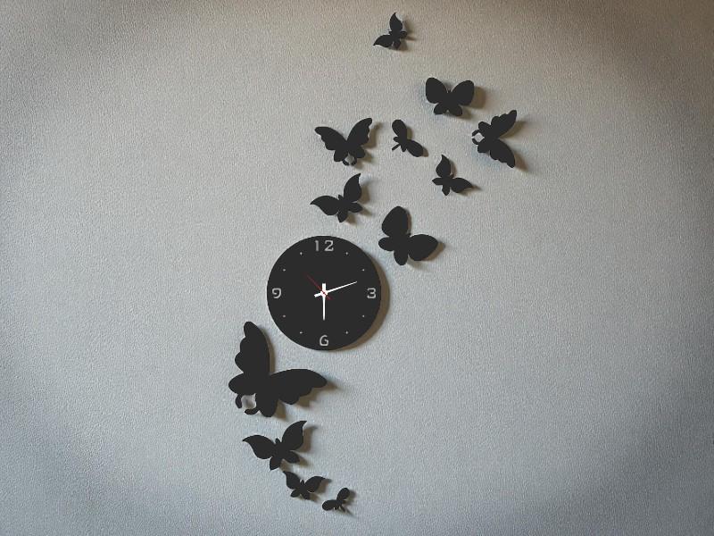 Laser Cut Flying Butterflies Wall Clock