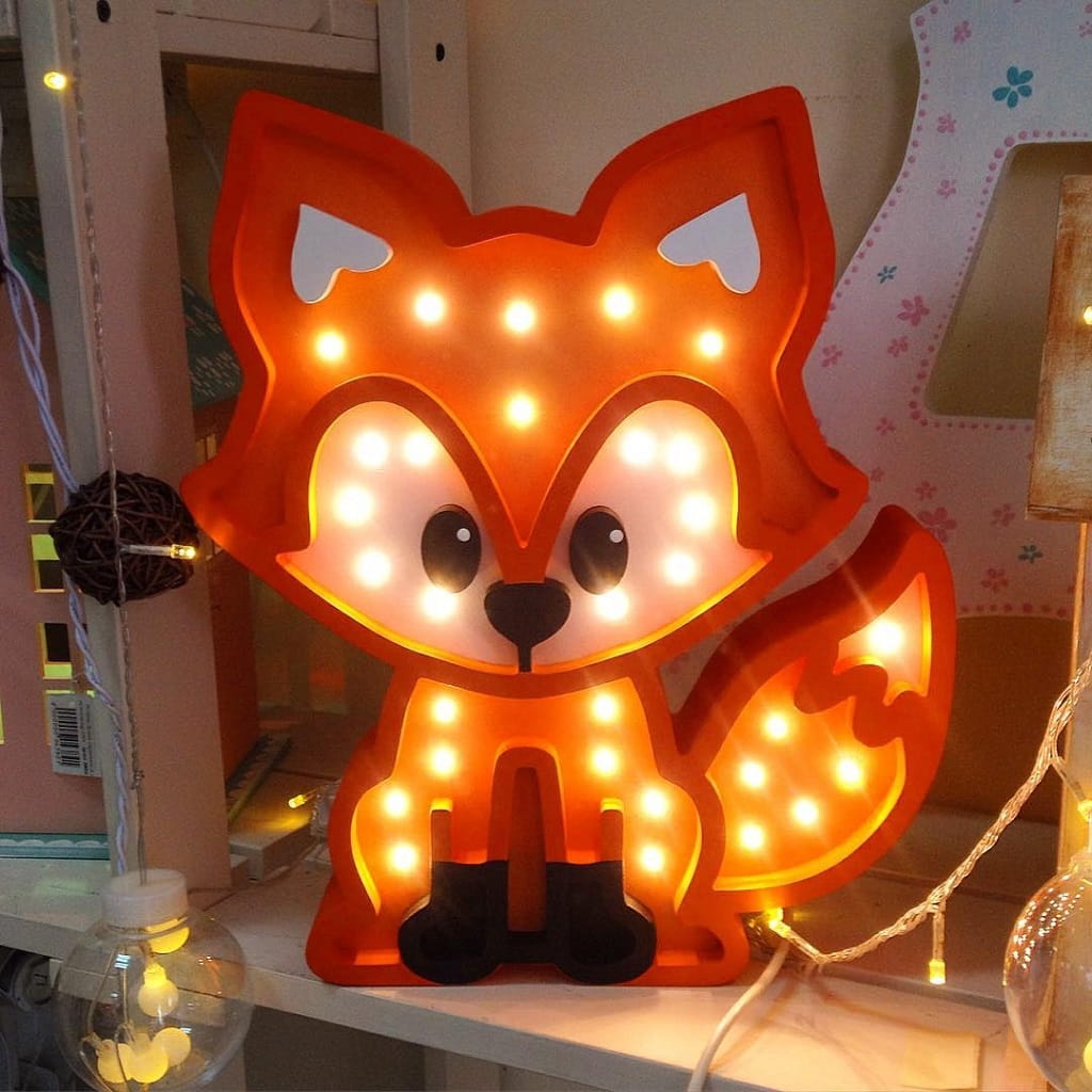 Laser Cut Fox Night Light Lamp for Kids Room