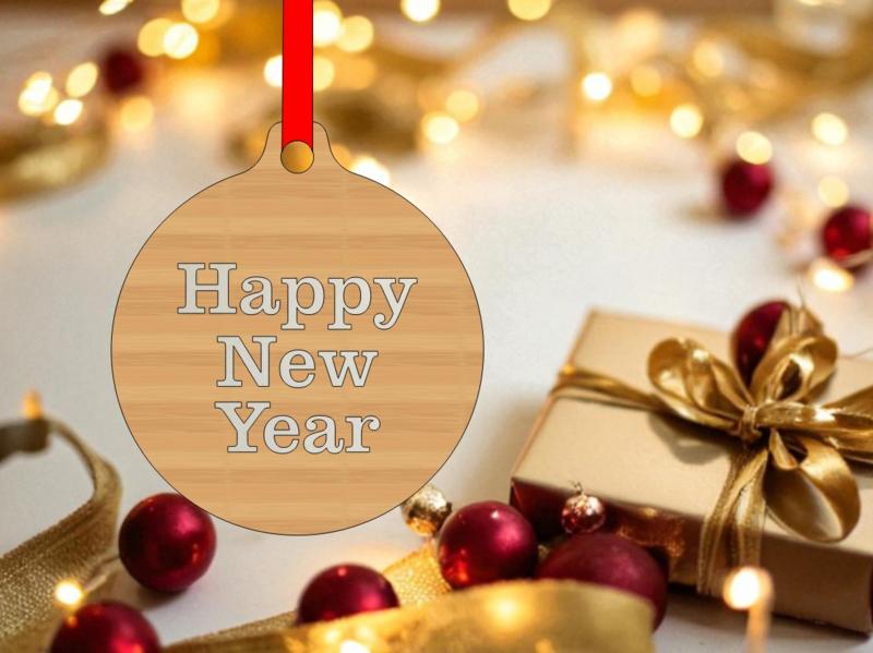 Laser Cut Happy New Year Ball Ornament Free Download